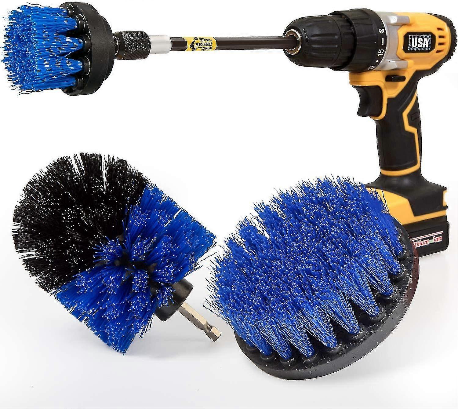 Drill Brush Set of 4 blue cleaning brushes