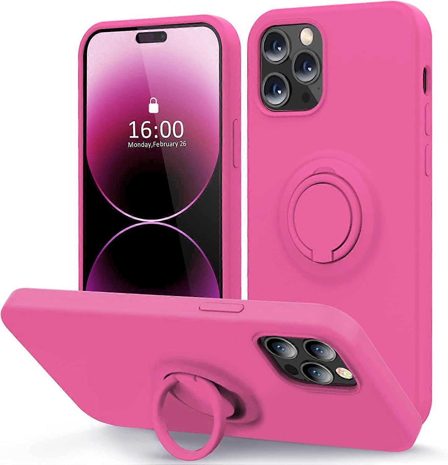 Compatible with iPhone 14 Pro Max Case with Ring Stand | Super Soft Microfiber Lining | Full-Body Anti-Scratch Liquid Silicone Phone Case for iPhone 1