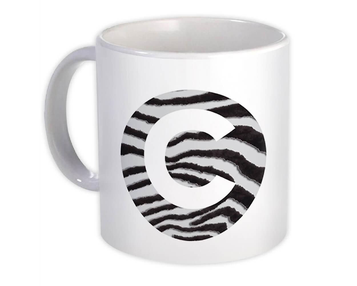 Hediye Kupa: Monogram Harf C Zebra