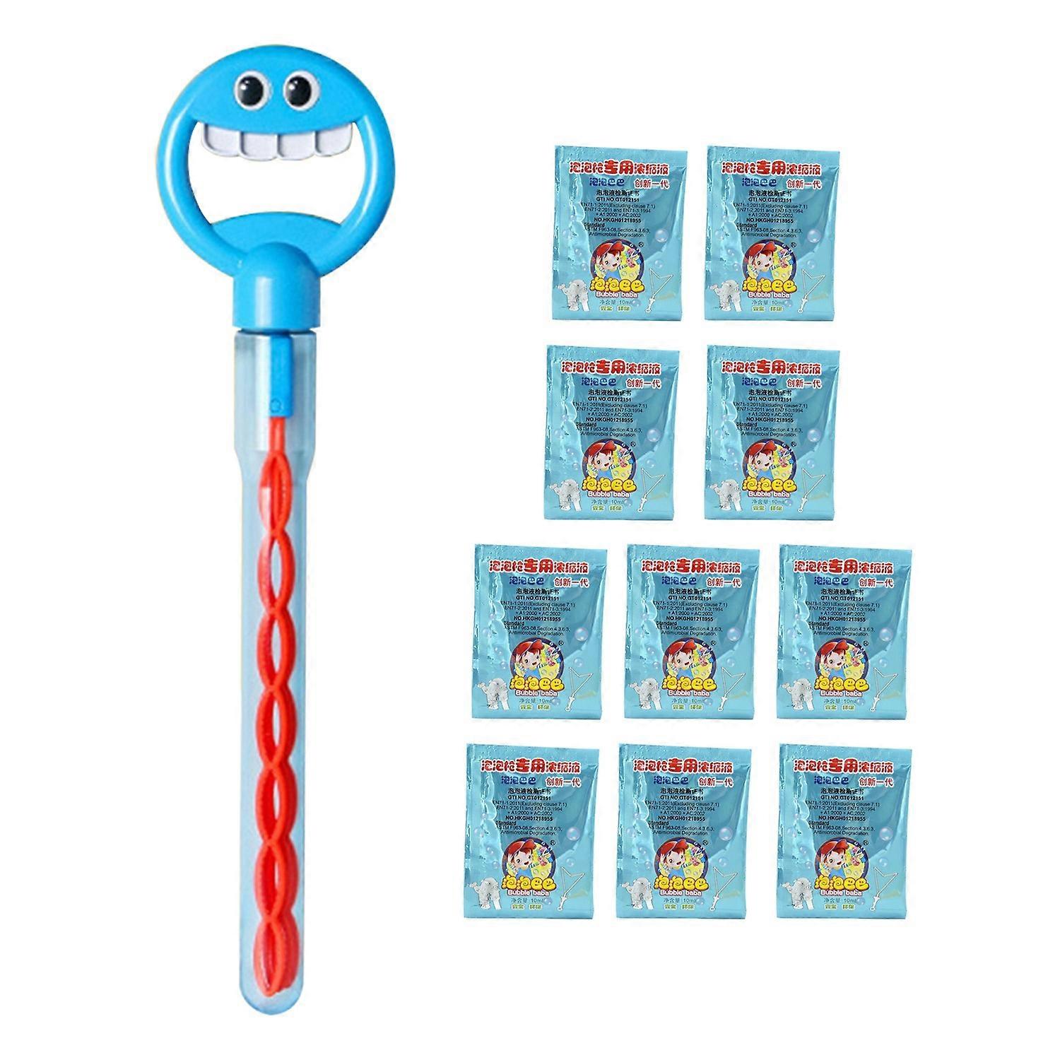 32 Holes Bubble Stick with Bubbles Refill Smiling Face Design Leak-proof Indoor Outdoor Handheld