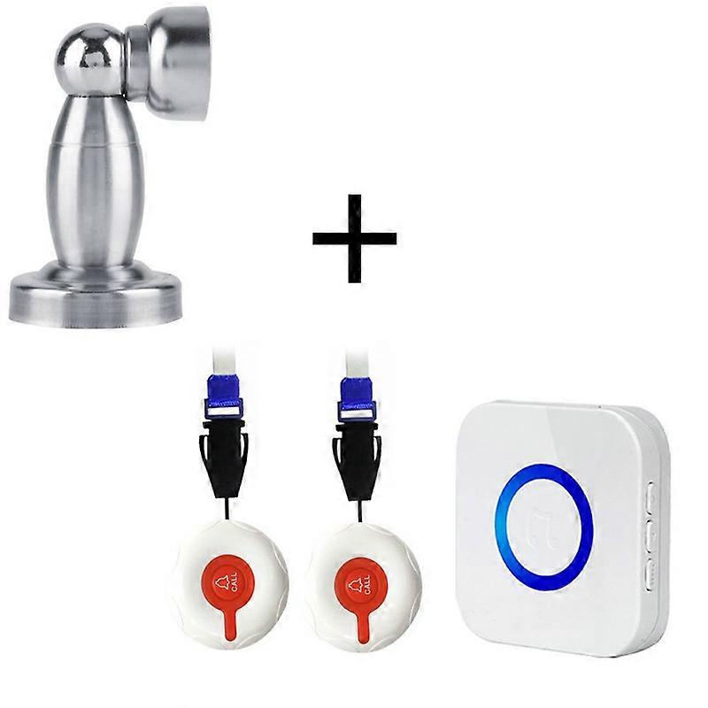 goede verzorger pager 4 niveaus volume Lange afstand Smart Call System met Lanyard voor oudere patiënten Witte EU PLUG 2 Call Button1 Receiver+1Pc vlek