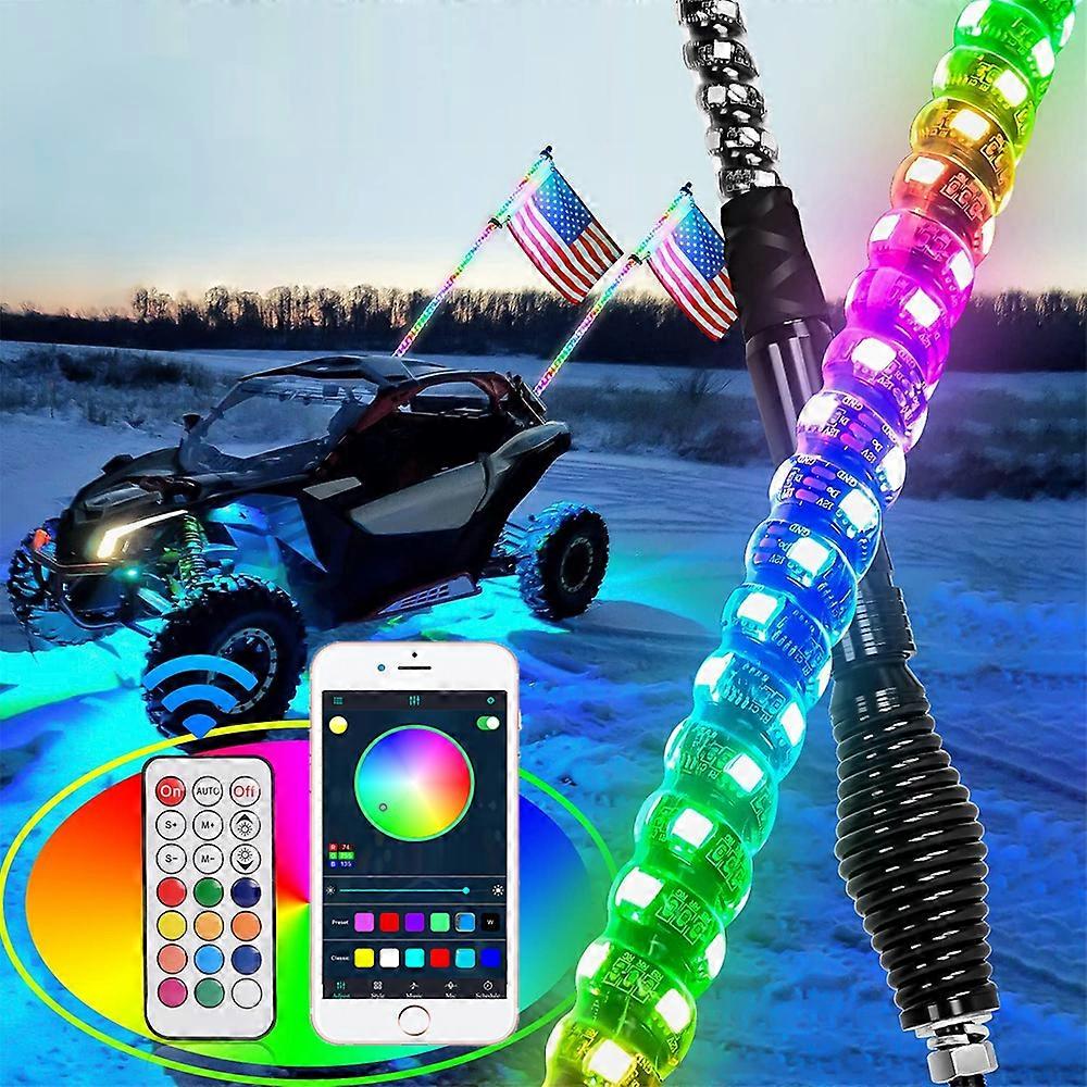 6ft/1.8m LED Whip Light RGB Waterproof Multi-Color Flagpole Lamp Bowlight for Offroad Sand Rails/Buggies,SxS, ATV/UTV,RZR,Trucks