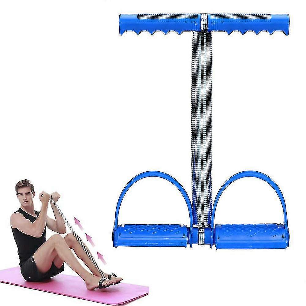 Elastic Sit Up Pull Rope Spring Tension Foot Pedal Abdomen Exerciser(blue)