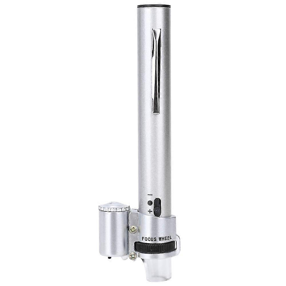 LED Microscope Mini Magnifier 100X Portable Adjustable Focusing Pen Type Tool