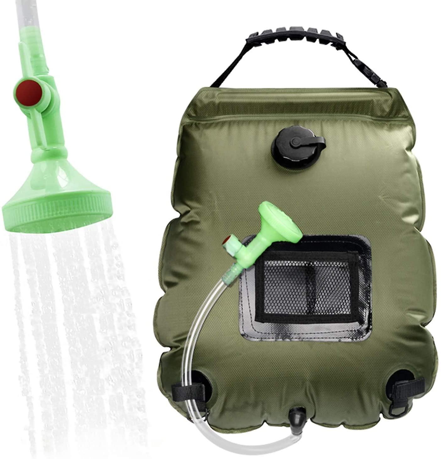 Solar Camping Shower Bag, 20l Solar Outdoor Folding Portable Shower Bag For  Shower With Switchable Solar Water Heater Shower Head For Army Green |  Fruugo UK