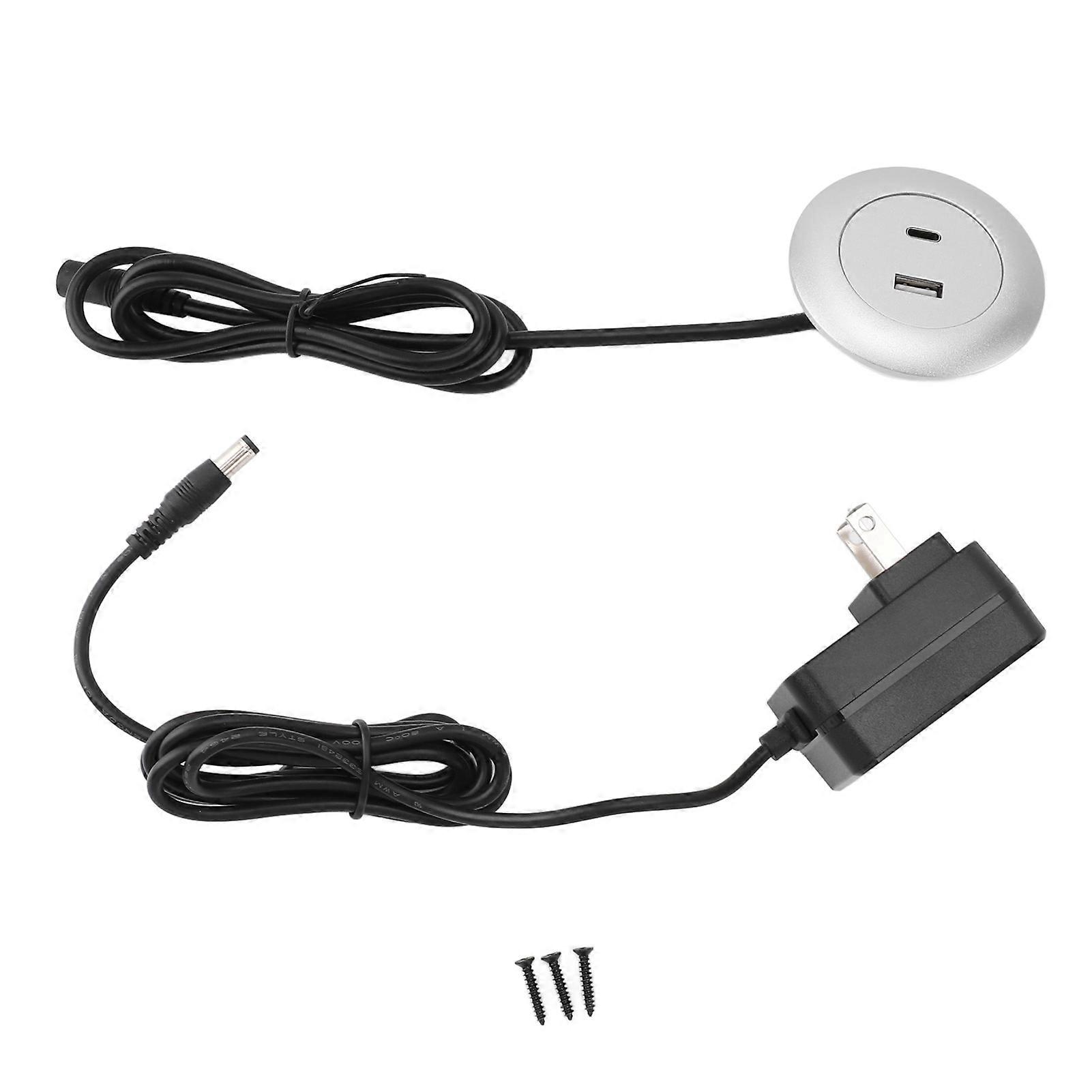 Embedded Power Socket Desktop USB Charging Hub USB A and C Port for Sofa Table Bedside