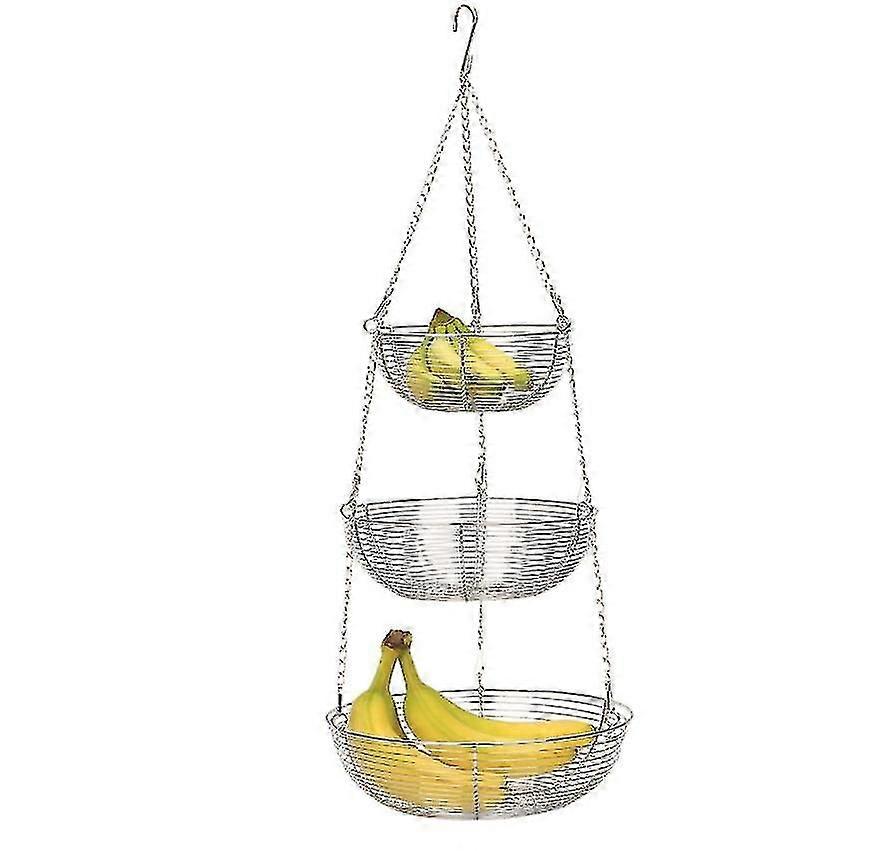 3-tier Kitchen Hanging Fruit Basket, 30-inches