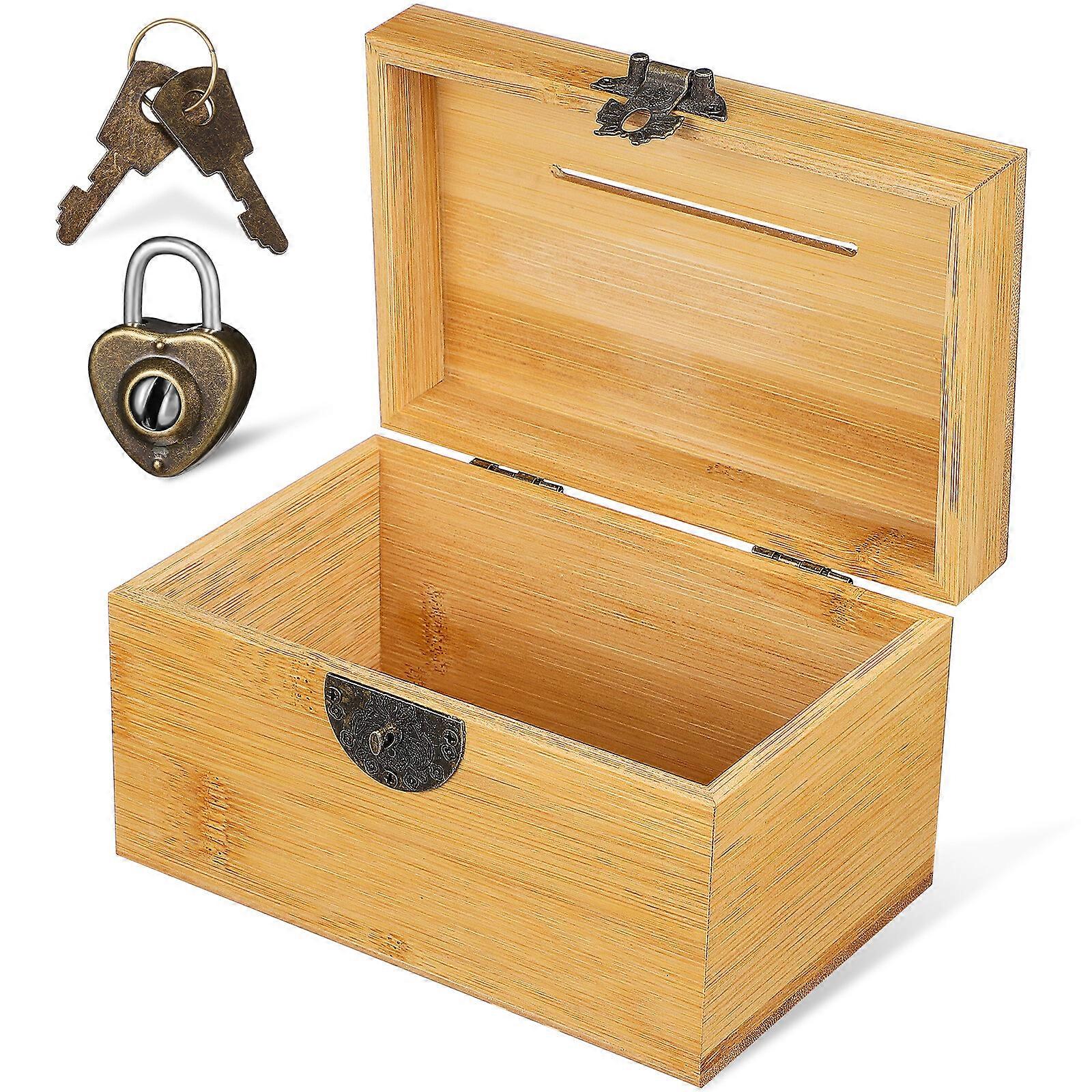 Vintage Treasure Storage Box Piggy Bank Organizer Saving Box Holder Case with Lock
