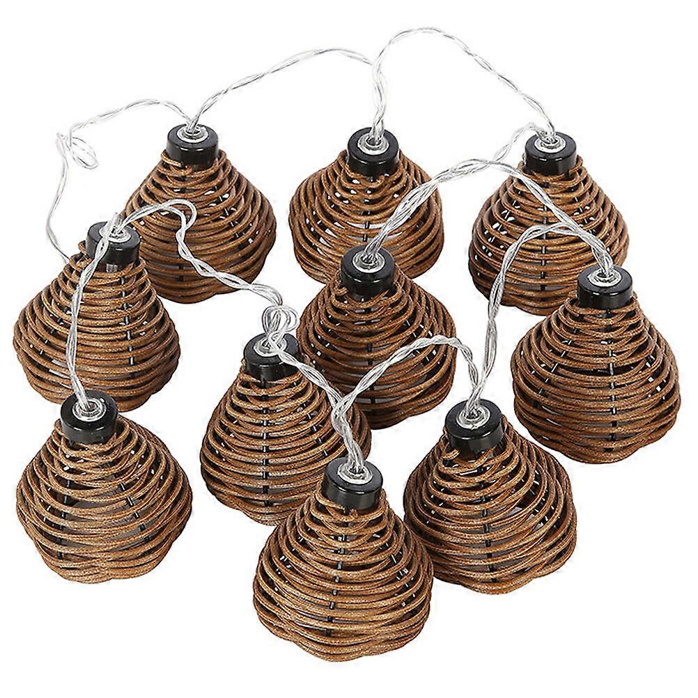 String Light Imitation Rattan Ball Decorative Light Indoor And Outdoor String Light Decoration (2.2 Meter 10 LED)