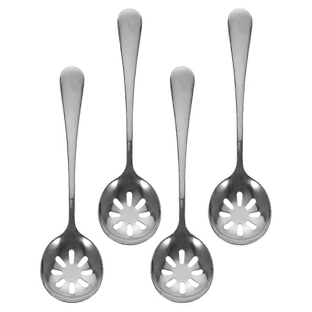 4pcs Stainless Steel Perforated Serving Spoon Small Slotted Spoon Kitchen Gadget