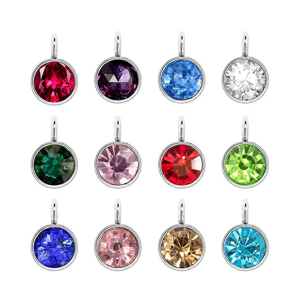 24Pcs Mixed Colors Alloy Birthstone Crystal Hanging Pendants DIY Handmade Jewelry Making Accessories
