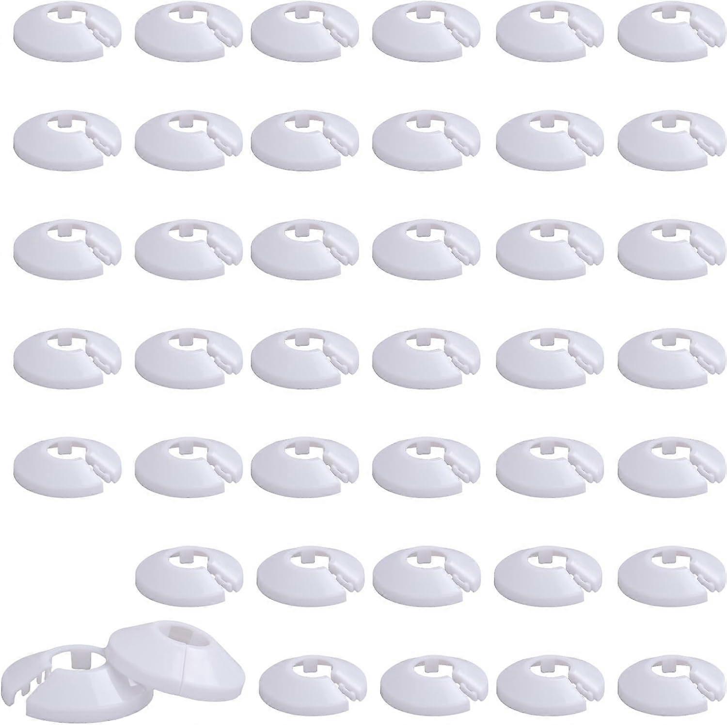 50Pcs Radiator Pipe Covers, White Radiator Pipe Collars, Plastic Pipe Collars Covers for 16mm Diameter Pipe Decoration