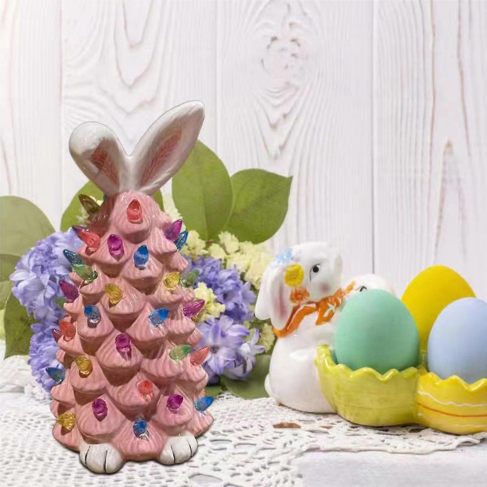 Pink Bunny Tree Easter Decorations Indoor Spring Home Bedroom Office Ornament