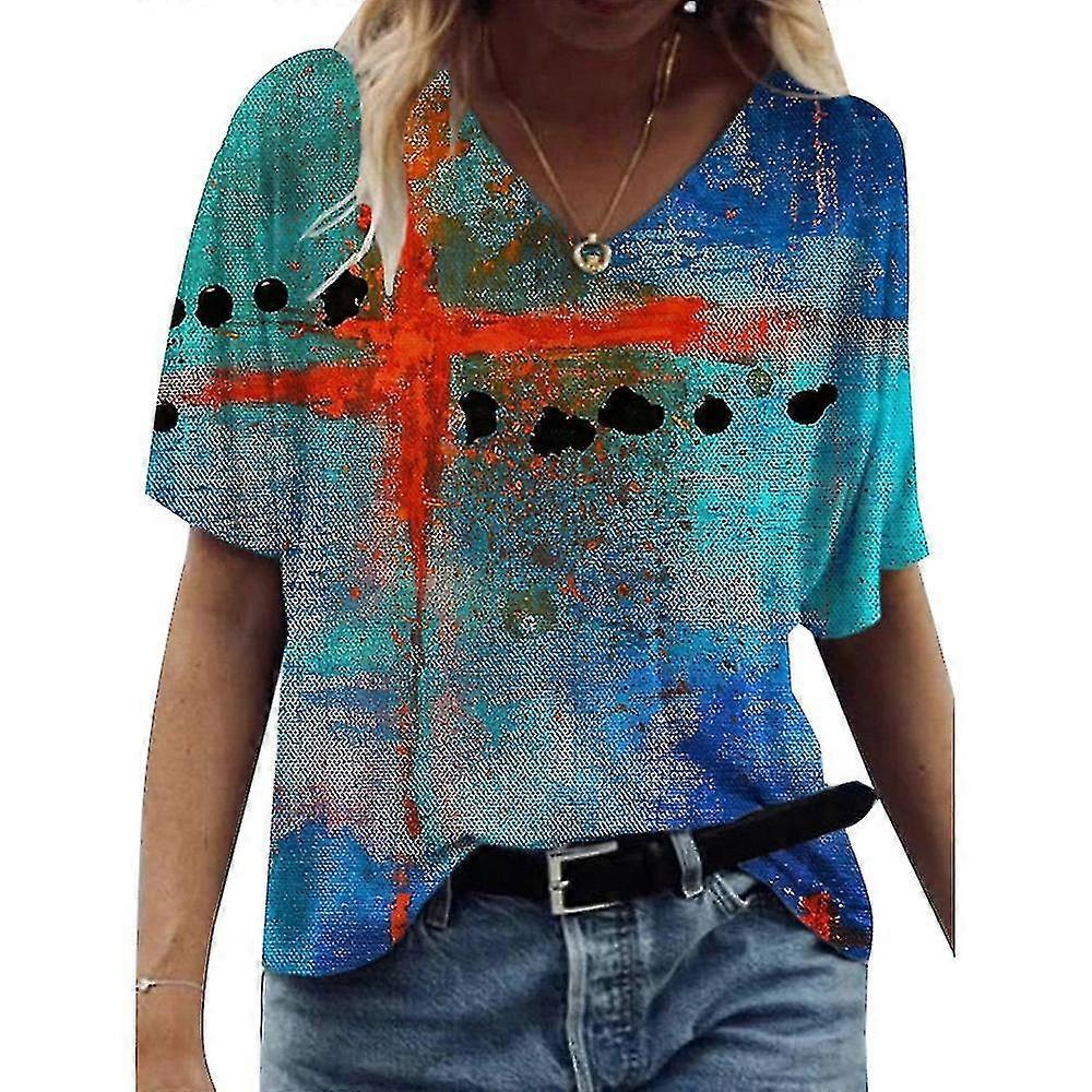 Womens Short Sleeve Printed Summer Top