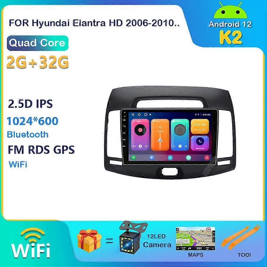 4+64G dsp Octa core Car Radio Multimedia 2 din android 12 Video Player Navigation GPS Carplay For Hyundai Elantra HD 2006-2010