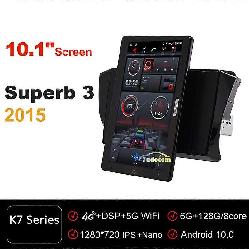 Tesla style 13.3 pouces PX6 Android 10.0 Autoradio Multimédia Lecteur vidéo Rotation automatique GPS Navigation IPS Pour Skoda Superb 3 2015