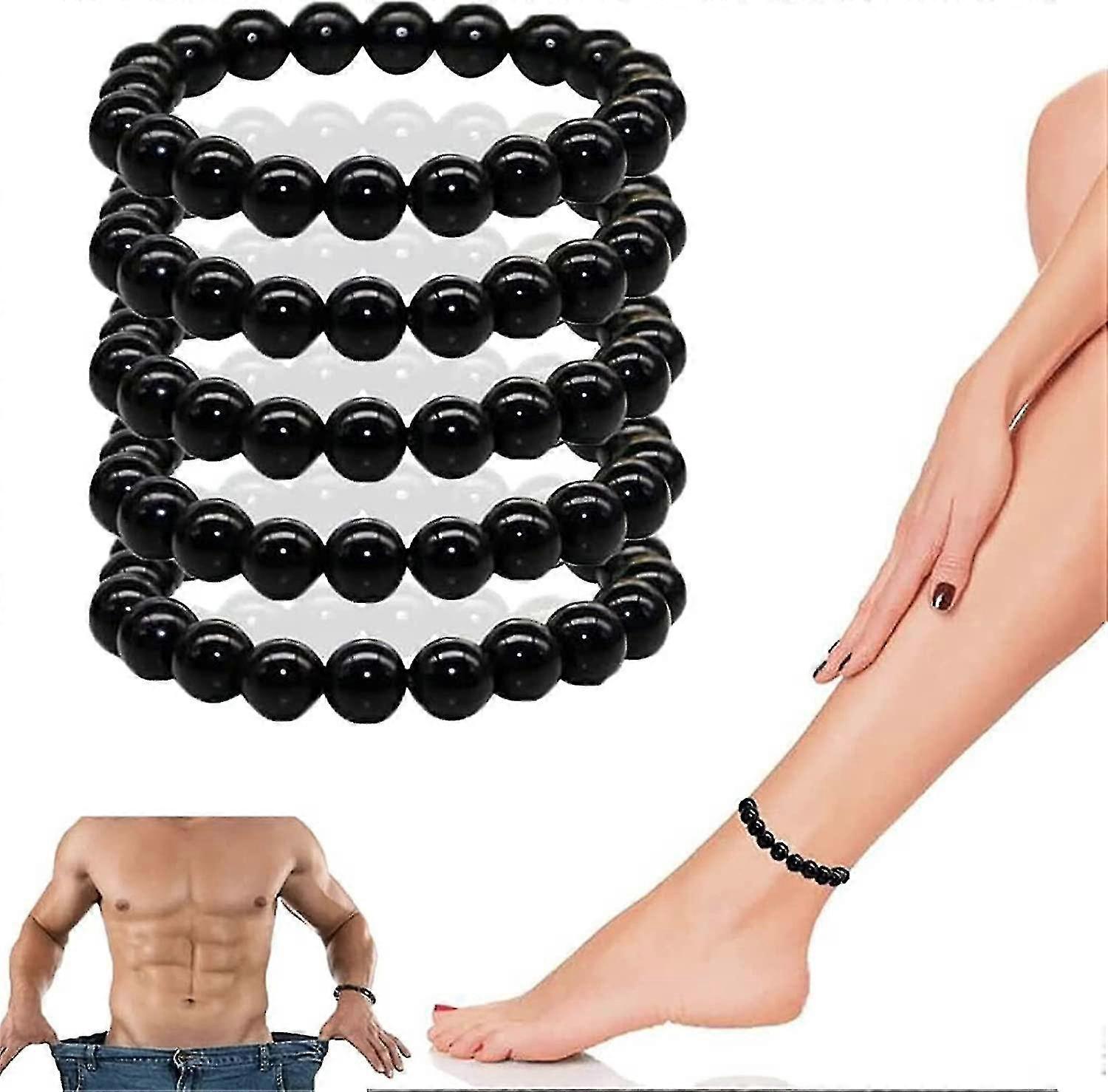 Anti-swelling Black Obsidian Anklets,lymphatic Drainage Black Obsidian Bracelet Anklet,bracelet Chakra Energy Protection Gift For Men Women