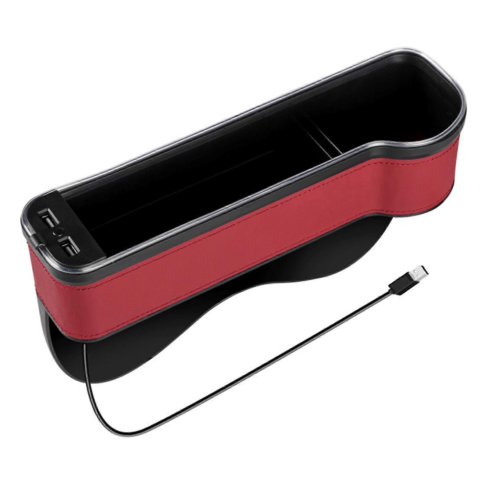 RGB Car Gap Storage Box with Charging 7-Color Light Mode Car Seat Seam Organizer Safe Driving Memory Switch Mengxi