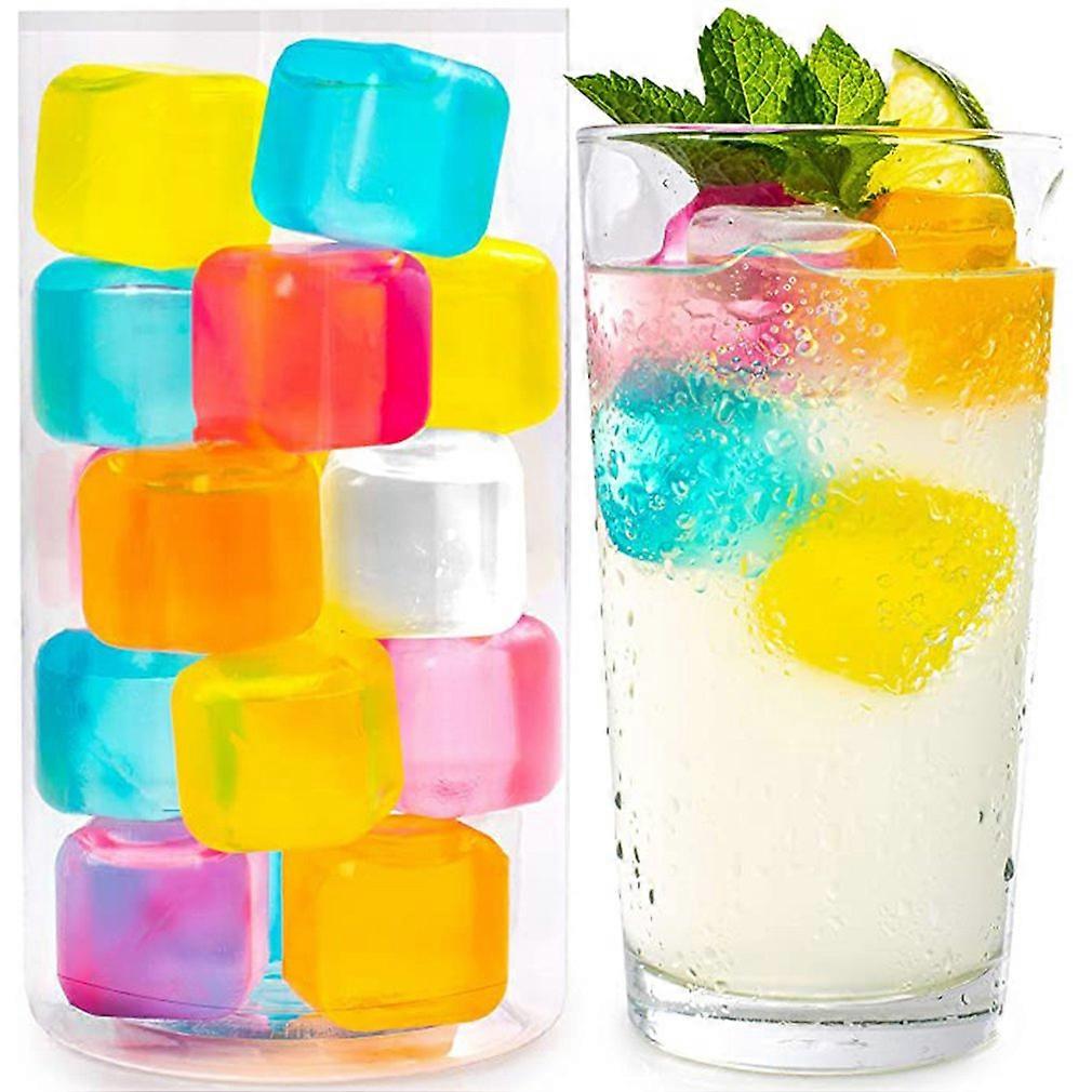 10 Pcs PE Reusable Cubes Colorful Chilling Squares Stones Filled With Pure Water Non Diluting Ice Cubes Easy To Chill Beverage