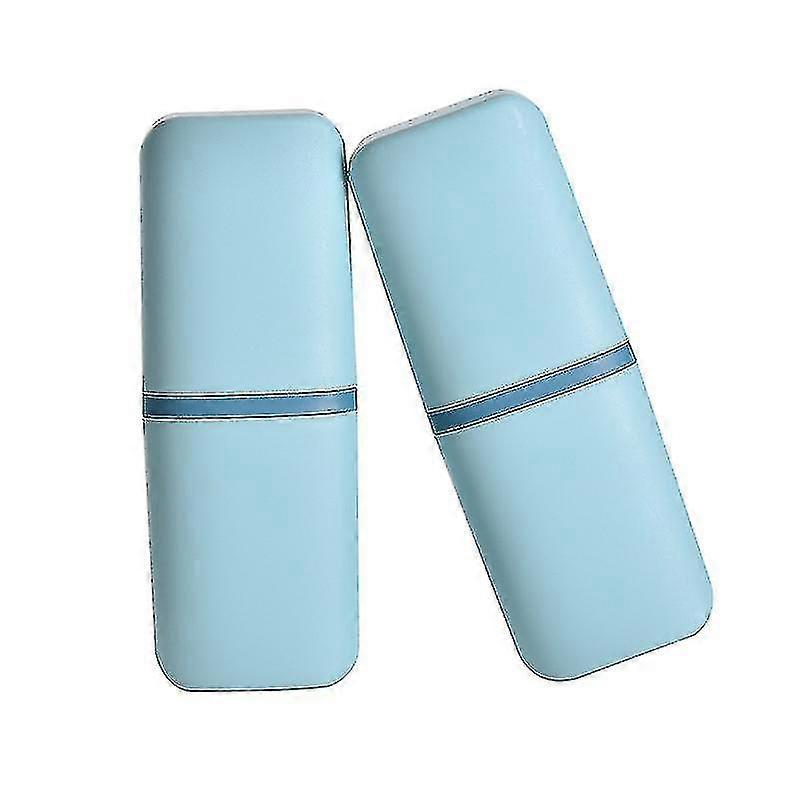 2pcs Portable Travel Plastic Toothbrush Storage Box Blue