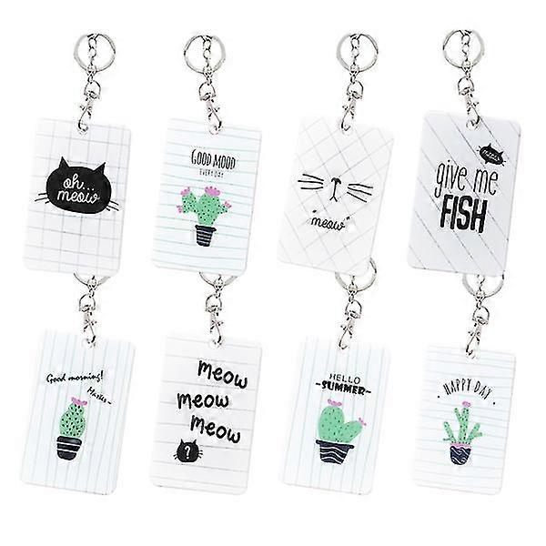 8pcs Fashion Creative Bus Subway Id Holder Case Key Ring Keychain Plastic Double Sided Key Holder (random Style)