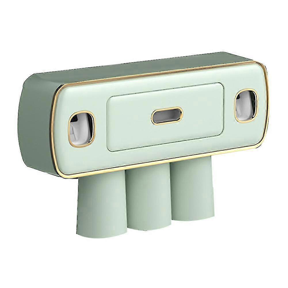 Magnetic Adsorption Inverted Toothbrush Holder 2 Automatic Toothpaste Squeezer Dispenser Storage Rack Accessories Green