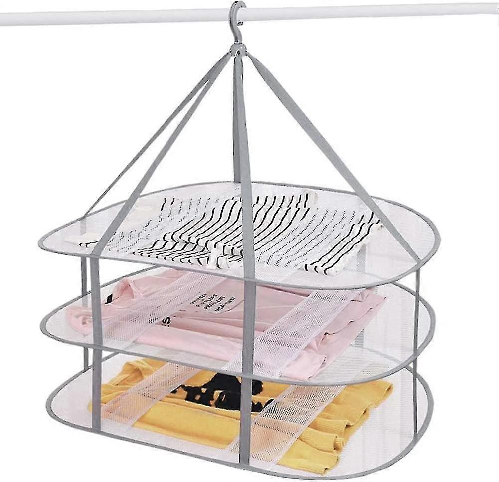 Foldable 3-Tier Clothes Dryer Mesh Drying Rack - Sweater Drying Rack, Laundry Dryer