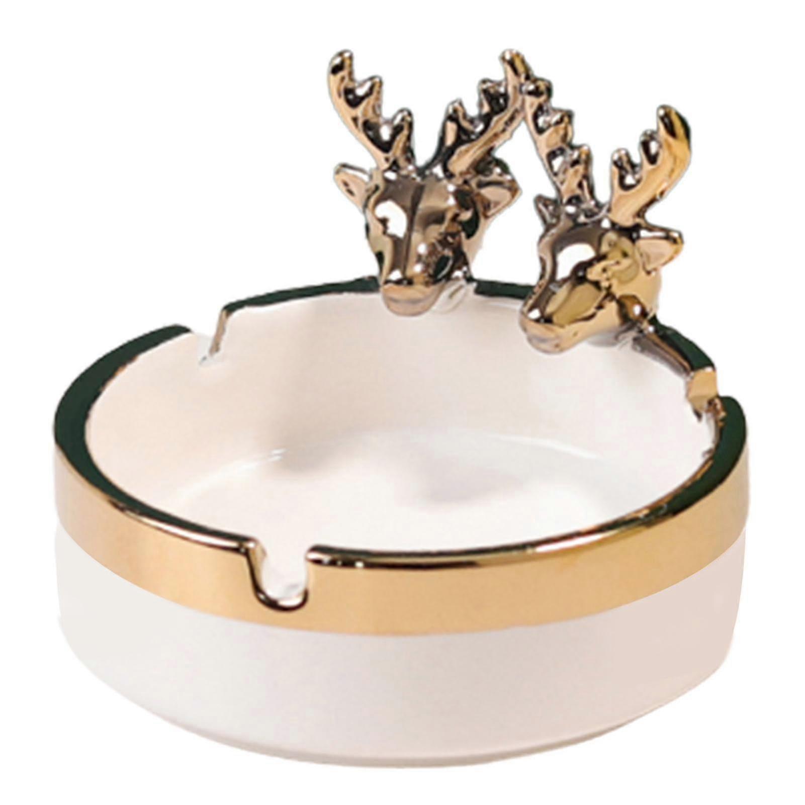 Ceramic Ashtray Ash Tray Gold-painted Deer Ashtray Home Decorations