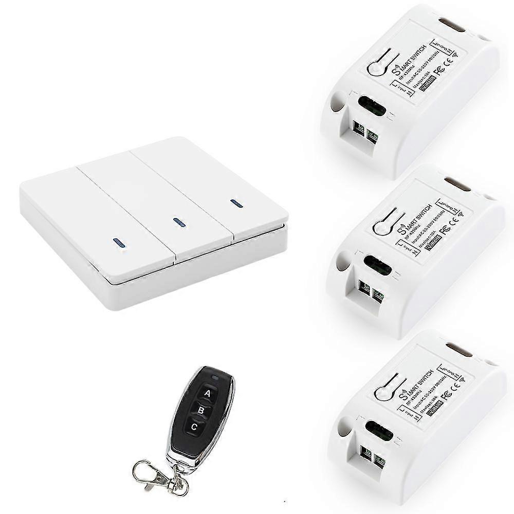 Wireless Smart Light Switch Rf 433mhz Lighting Control Intelligent Switch Ac 90-250v 10a Module( 1 W And 3 C And 1 Rc)