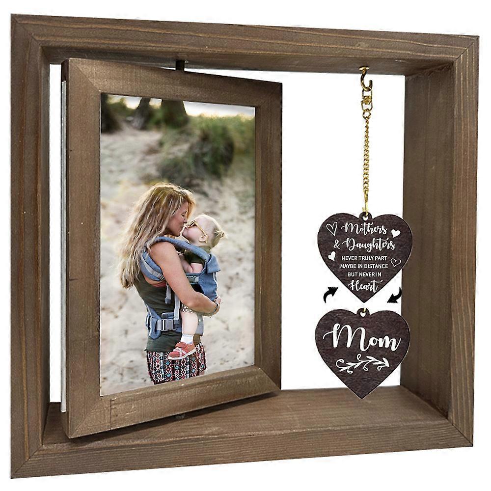 Double Sided Wooden Rotating Photo Frames with DIY Word Heart Charm for Tabletop Decoration Word Good Friend Word 210x230x15mm