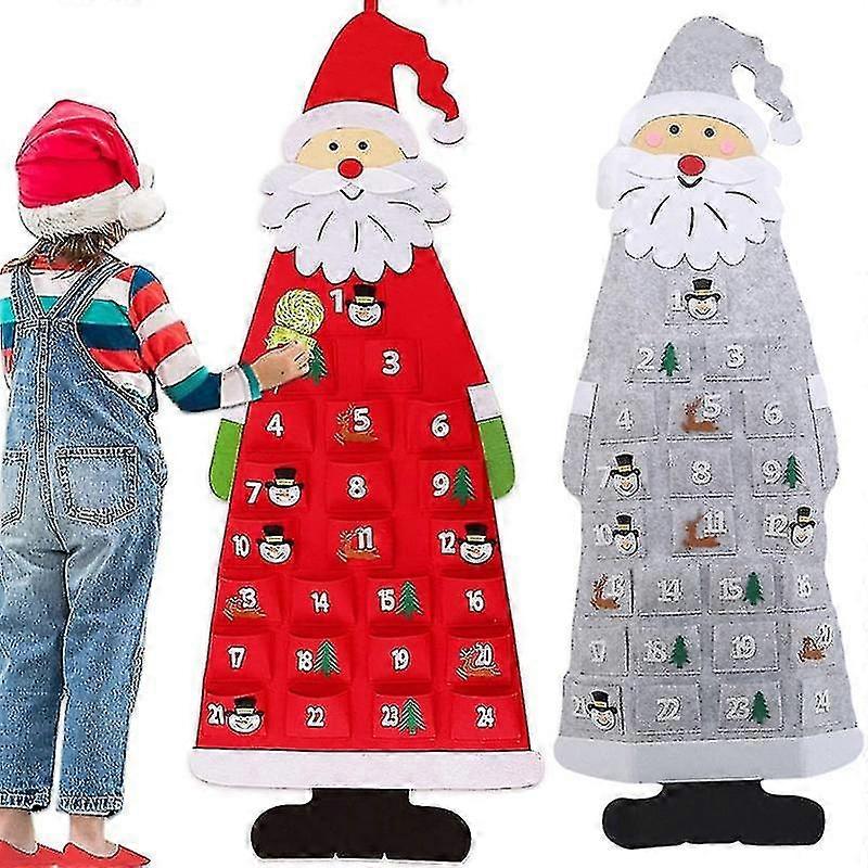Felt Advent Calendar Fabric Christmas Hanging Pendant Santa Claus Ornaments Diy Advent Calendar Christmas Decoration For Home - JA