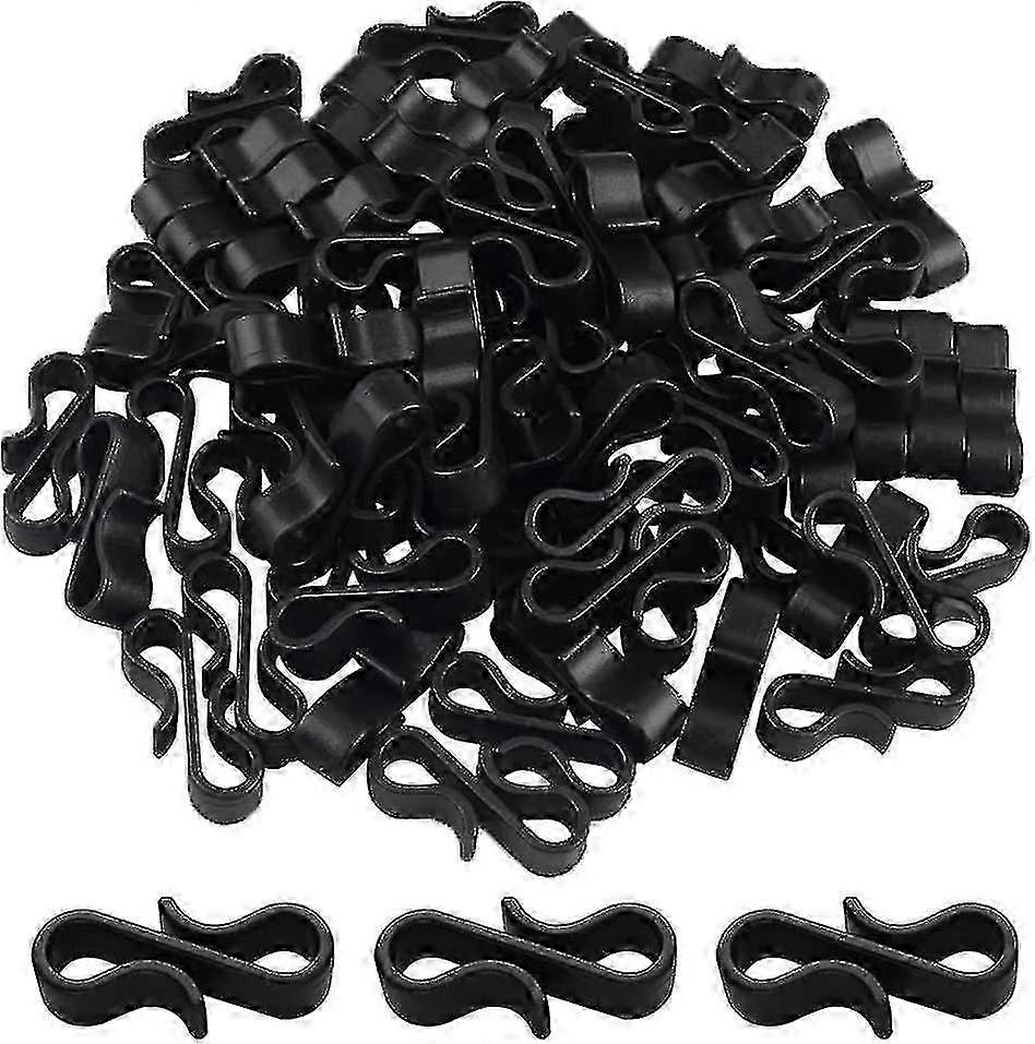 Mini S Shape Plastic Gutter Hooks 6mm for Outdoor Christmas Lights Black