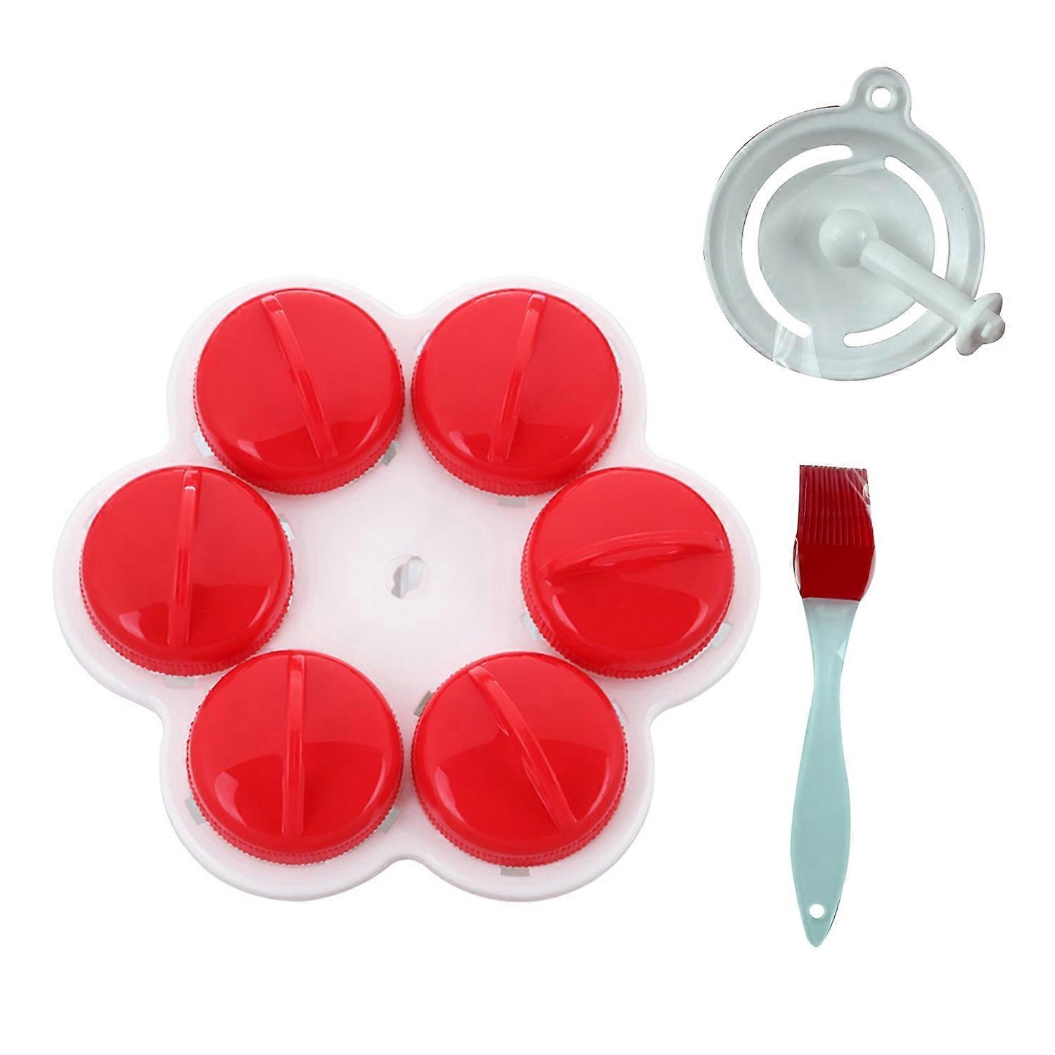 6Pcs Steamed Egg Mold with Brush 6 Shapes Food Grade PP Heat Resistant Non-stick Poached Egg Cup