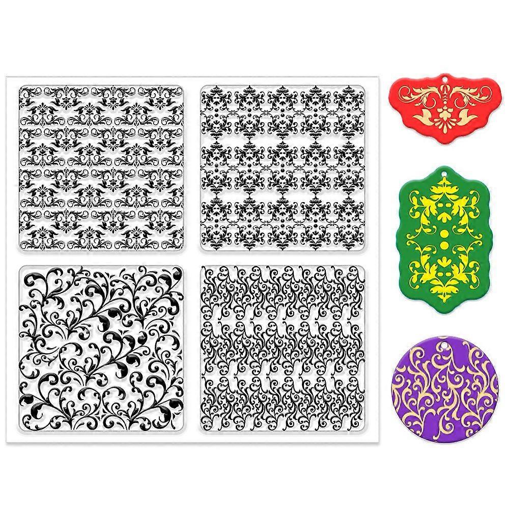 Silicone Clay Texture Mat Clay Modeling Pattern Pad Floral 140x140x3mm