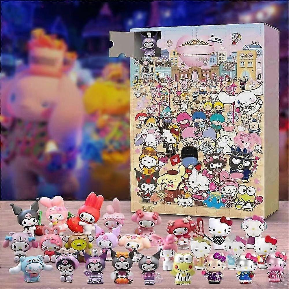 24 Days of Christmas Advent Calendar Countdown Calendar,24Pcs Sanrio Figures Doll Xmas Stocking Stuffer Gift