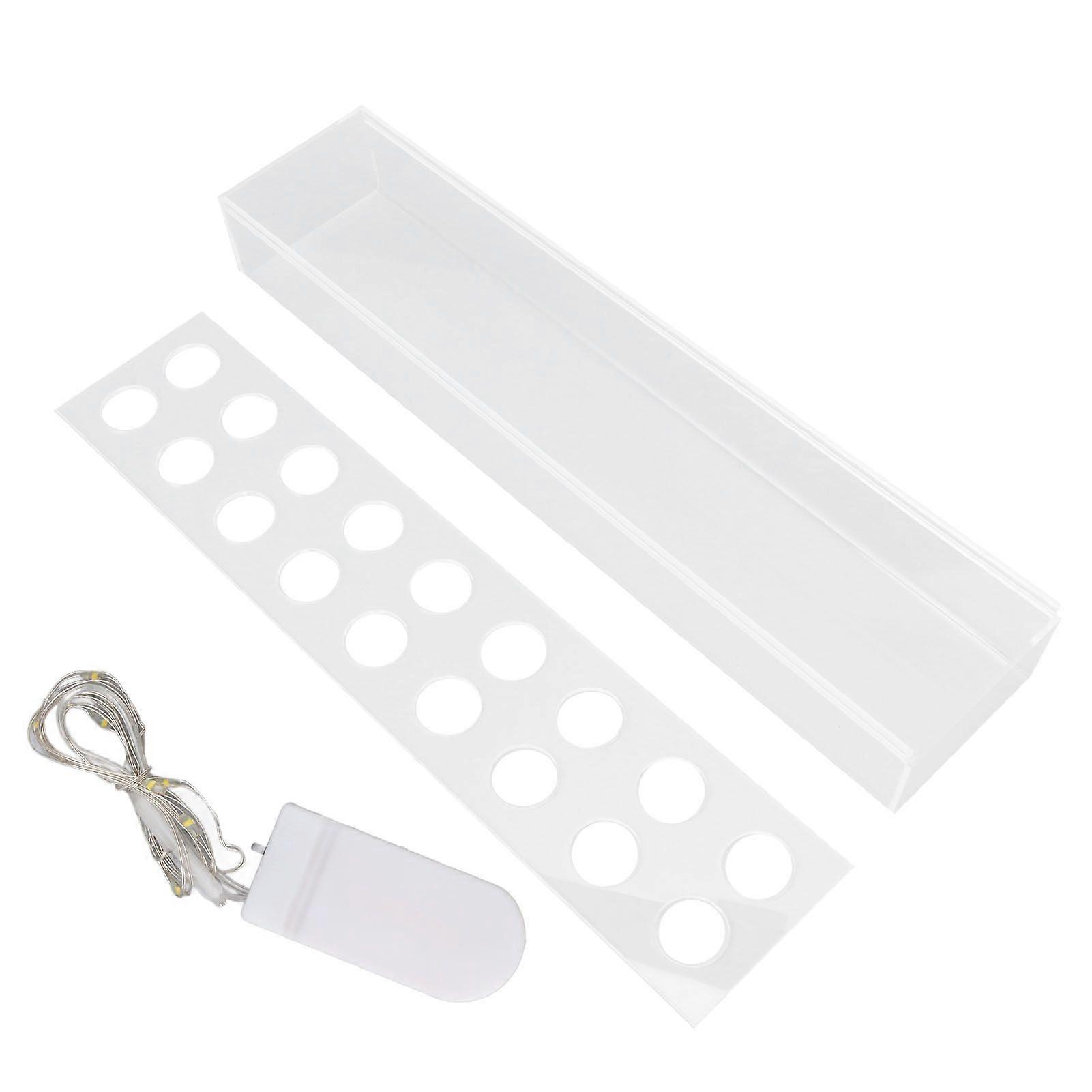 Acrylic Flower Vase Rectangular Long Clear Floral Centerpiece Votive Box Rectangle Holder with String 18 Holes