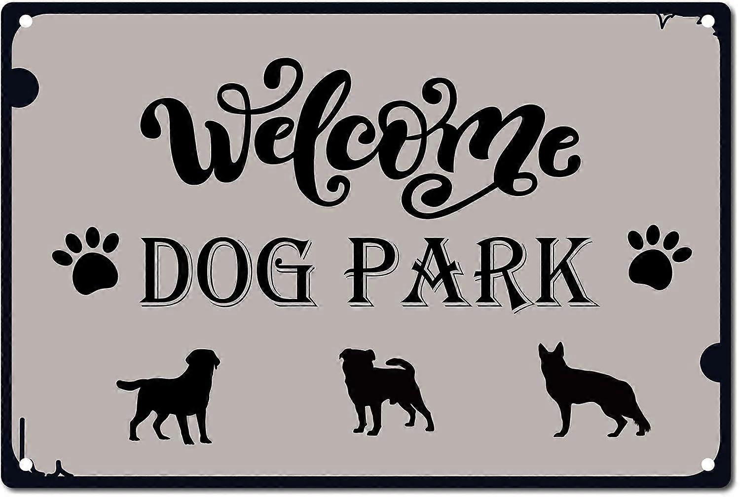 金属の錫の看板は、犬の公園のヴィンテージ看板鉄の絵画ホームドアの壁のアートの装飾のためのレトロなプラークポスター12 x 8インチを歓迎します