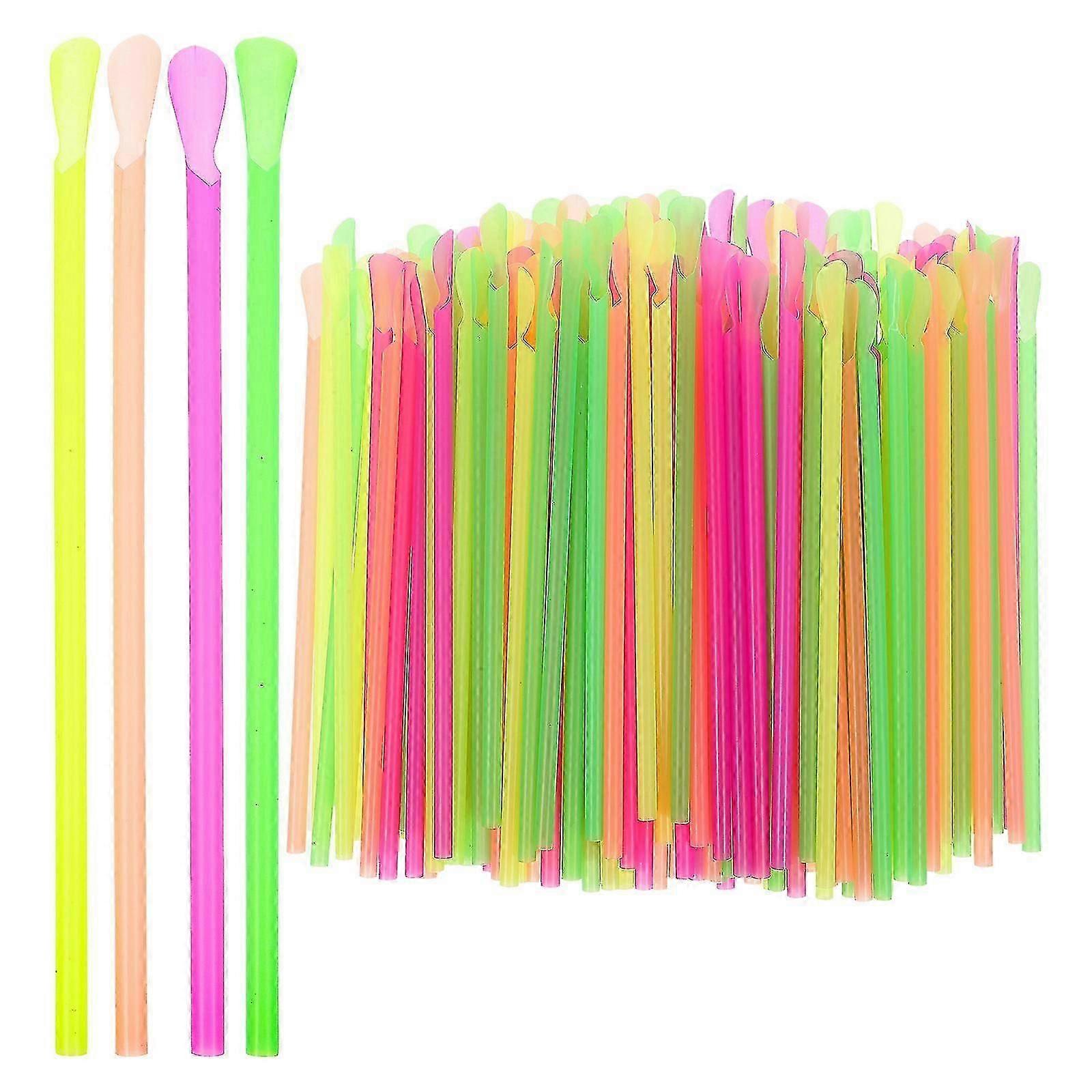 Reusable Spoon Straws 150 Pcs Disposable Dual-Use for Bubble Tea, Milkshakes