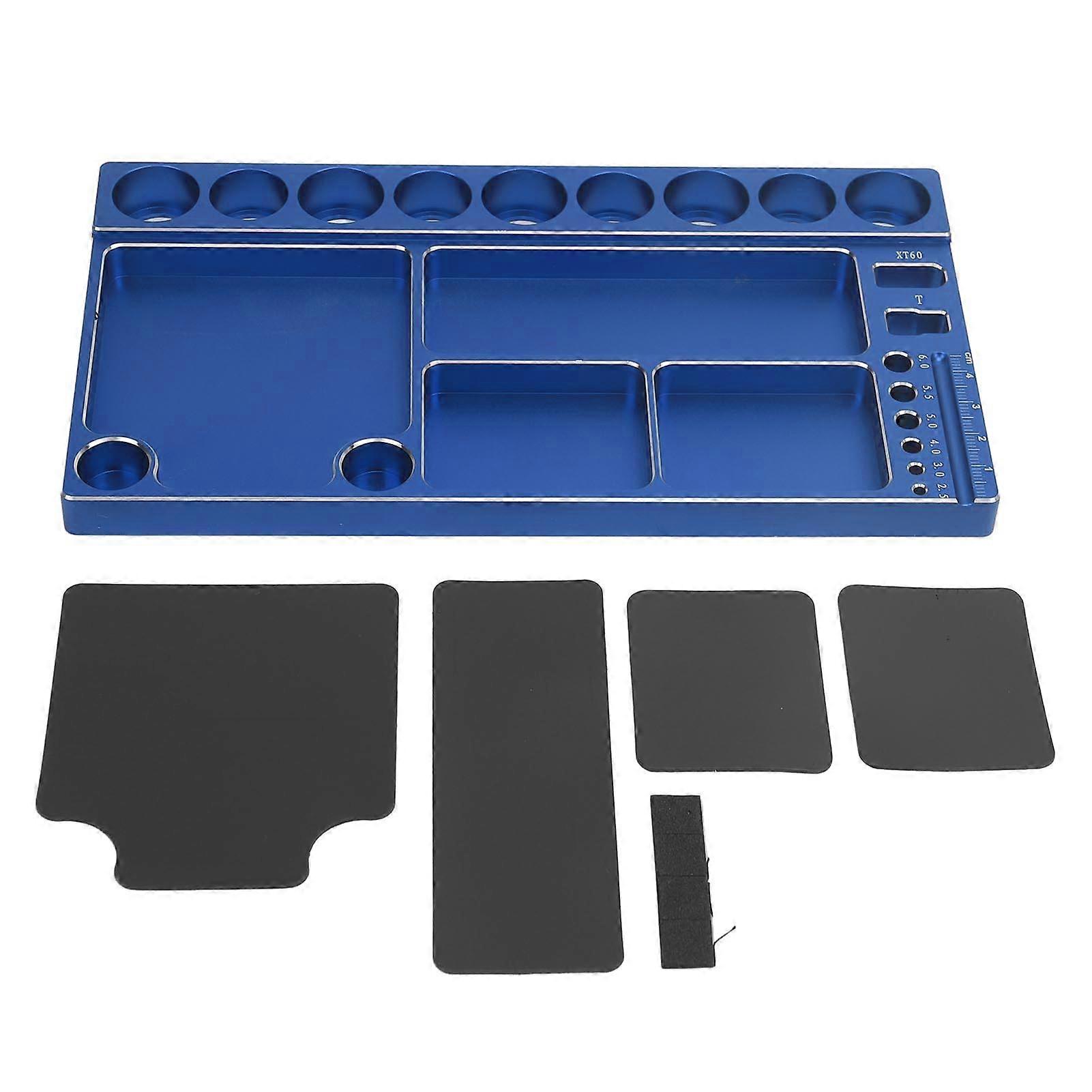 RC Screwdriver Tool Storage Rack Prevent Slip Aluminum Alloy Magnetic RC Socket Screws Tray Organizer Tool Holder for 1/8 1/10 1/12 RC Car Blue