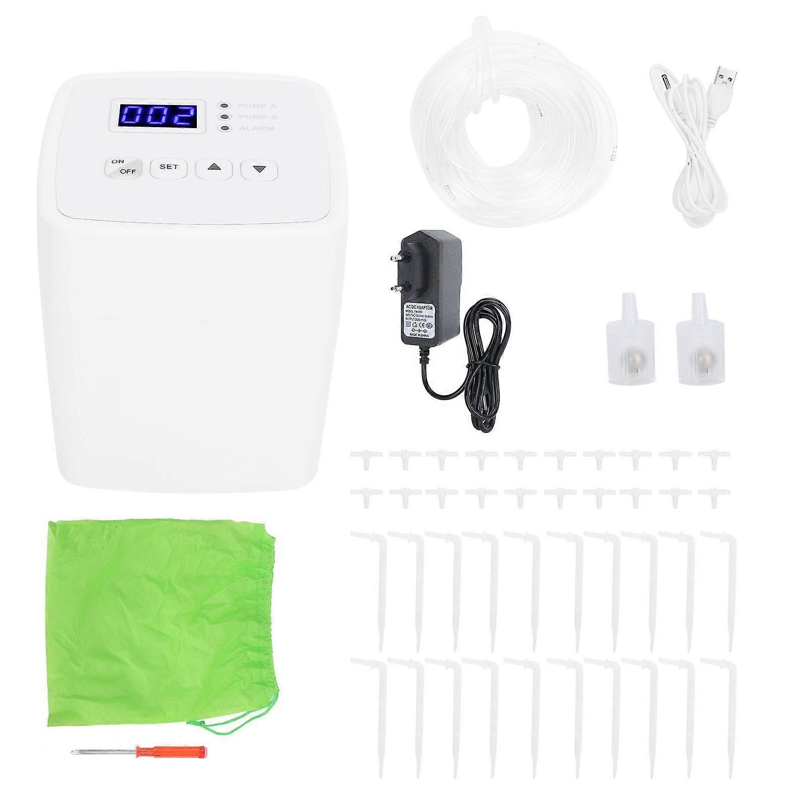 Garden Automatic Watering Timer System with Intelligent Irrigation Controller 100240VDouble Pump for 20 Pots EU