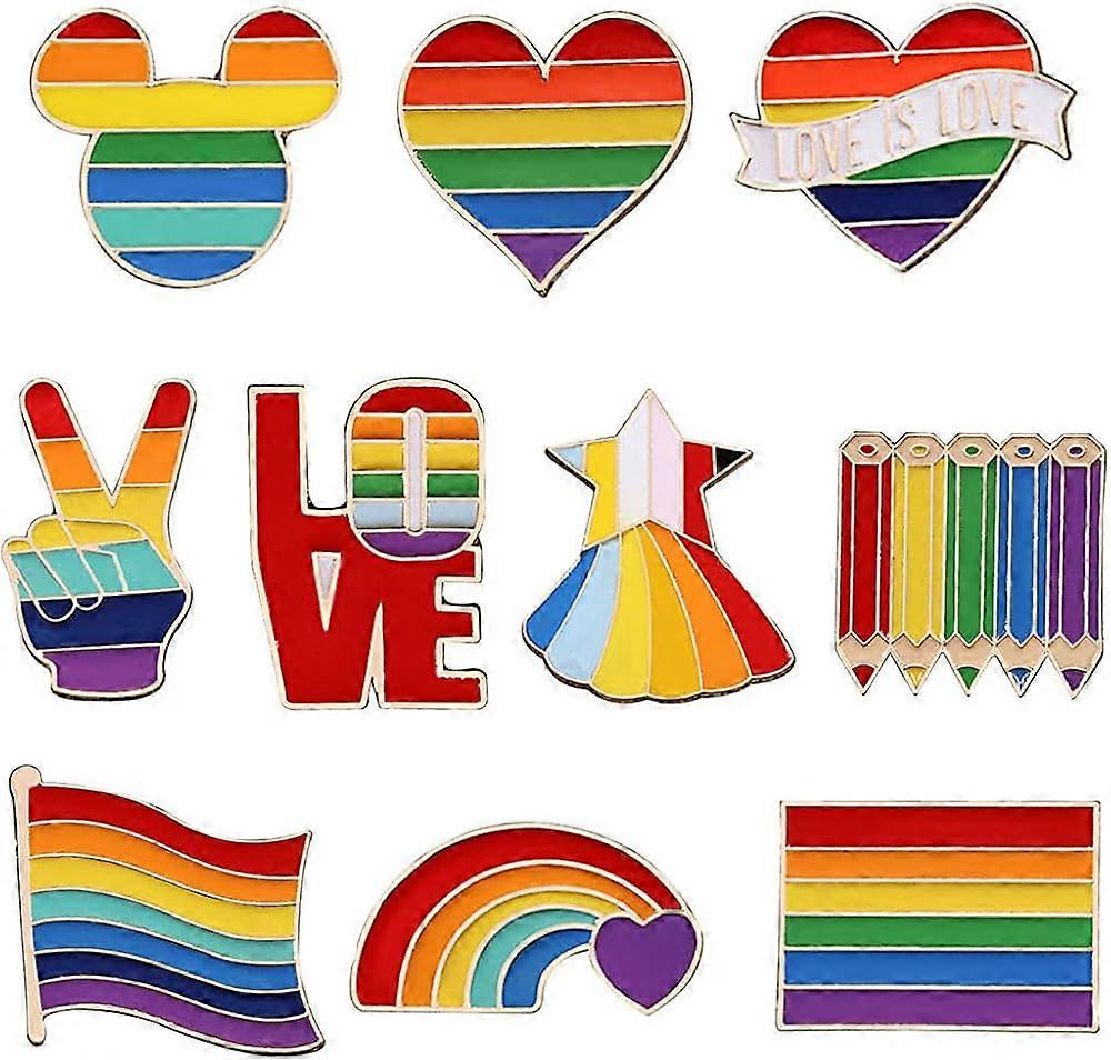 Set mit 10 lesbischen Flaggen-Emaille-Anstecknadeln