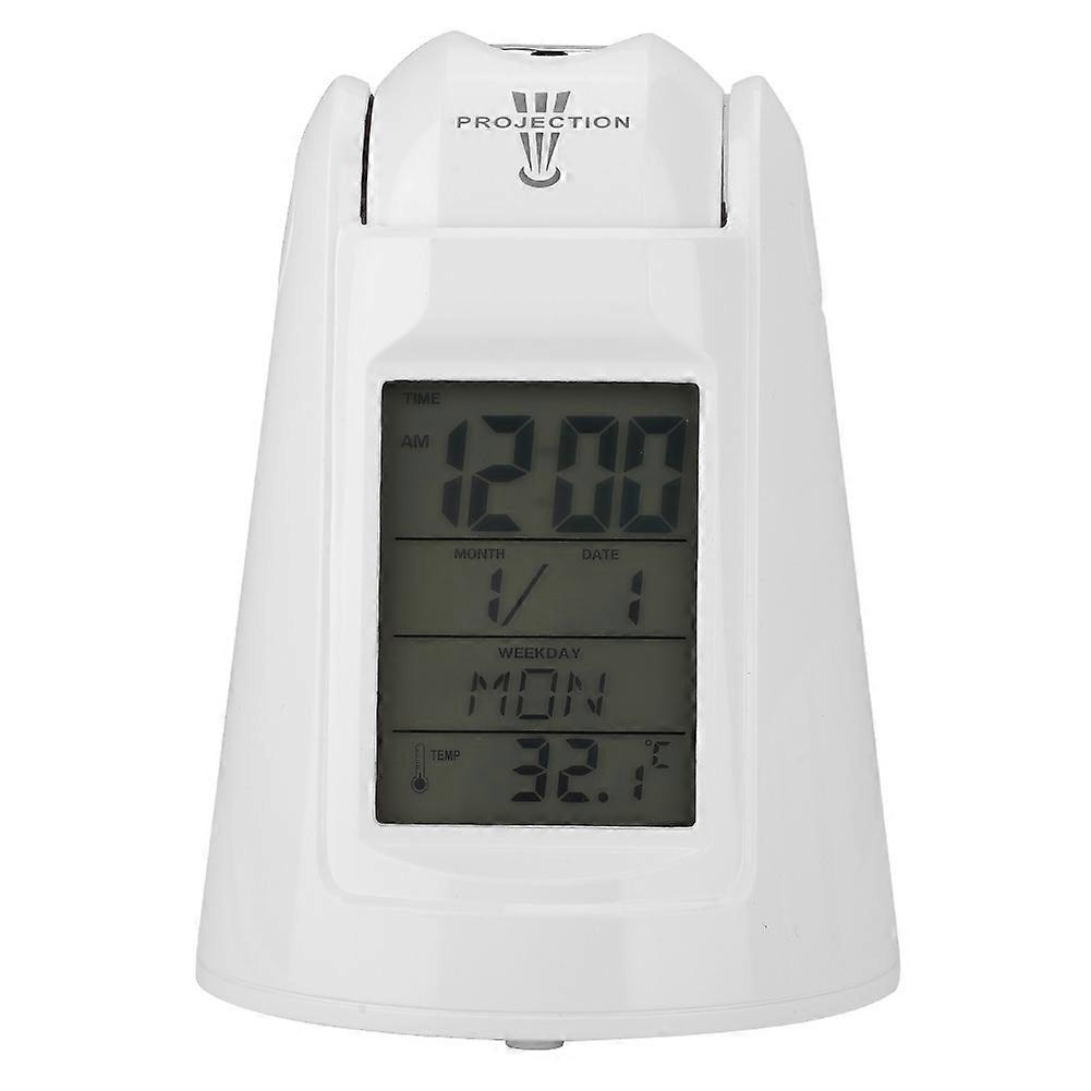 809 Voice-activated Backlight Time Projection Clock Snooze Alarm Table Clock(White)