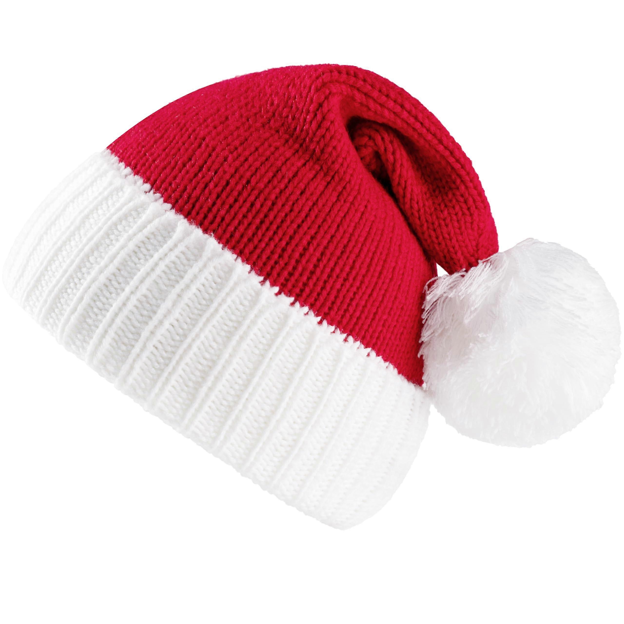 Knit Christmas Beanie with Pom-Poms – Santa & Elf Costume Accessory