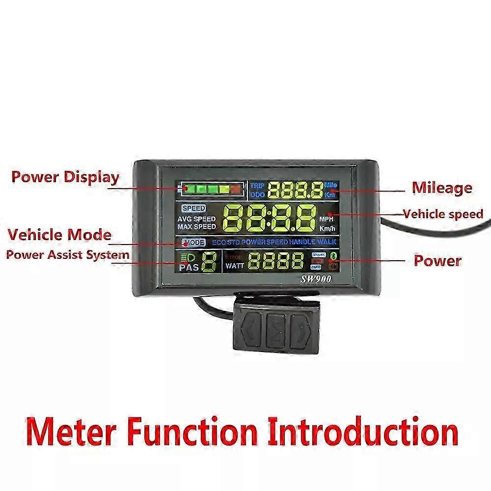 Rfeeuubft SW900 Ebike Écran LCD 24V/36V/48V52V/60V E-Bike LCD Meter Affichage Panneau pour Vélo Électrique Ordinateur Ebike Accessoires Rfeeuubft SW900 Ebike Écran LCD 24V/36V/48V52V/60V E-Bike LCD Meter Affichage Panneau pour Vélo Électrique Ordinateur Ebike Accessoires