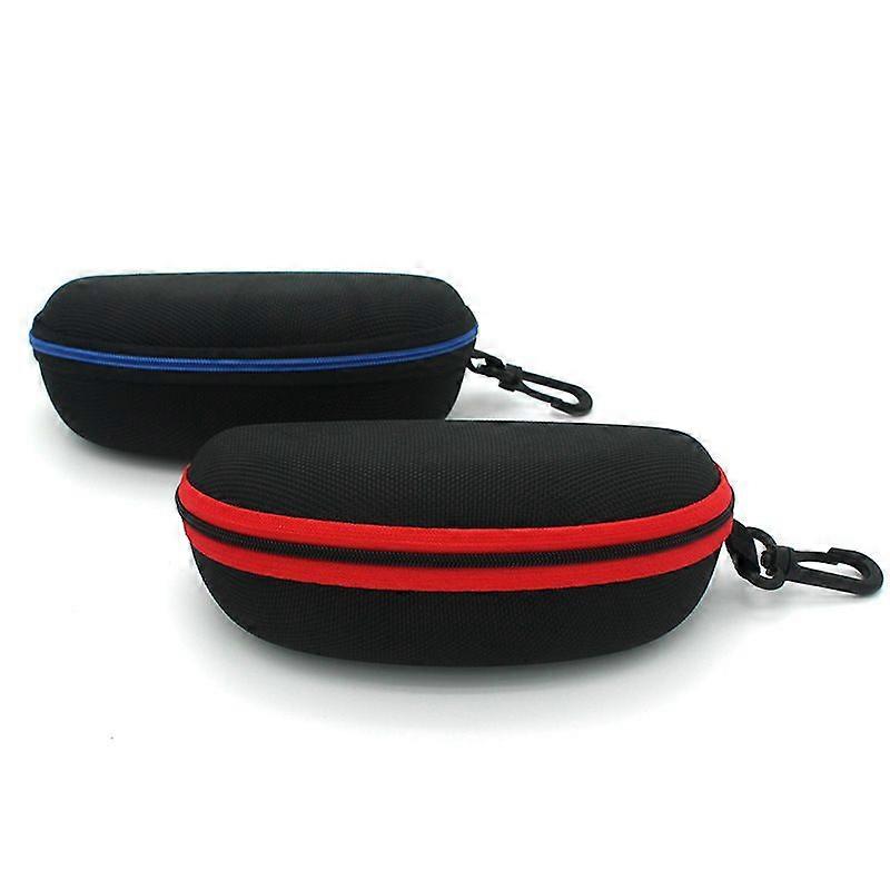 2 piece EVA zipper bag Large compression sunglasses case (red stripe+blue stripe)
