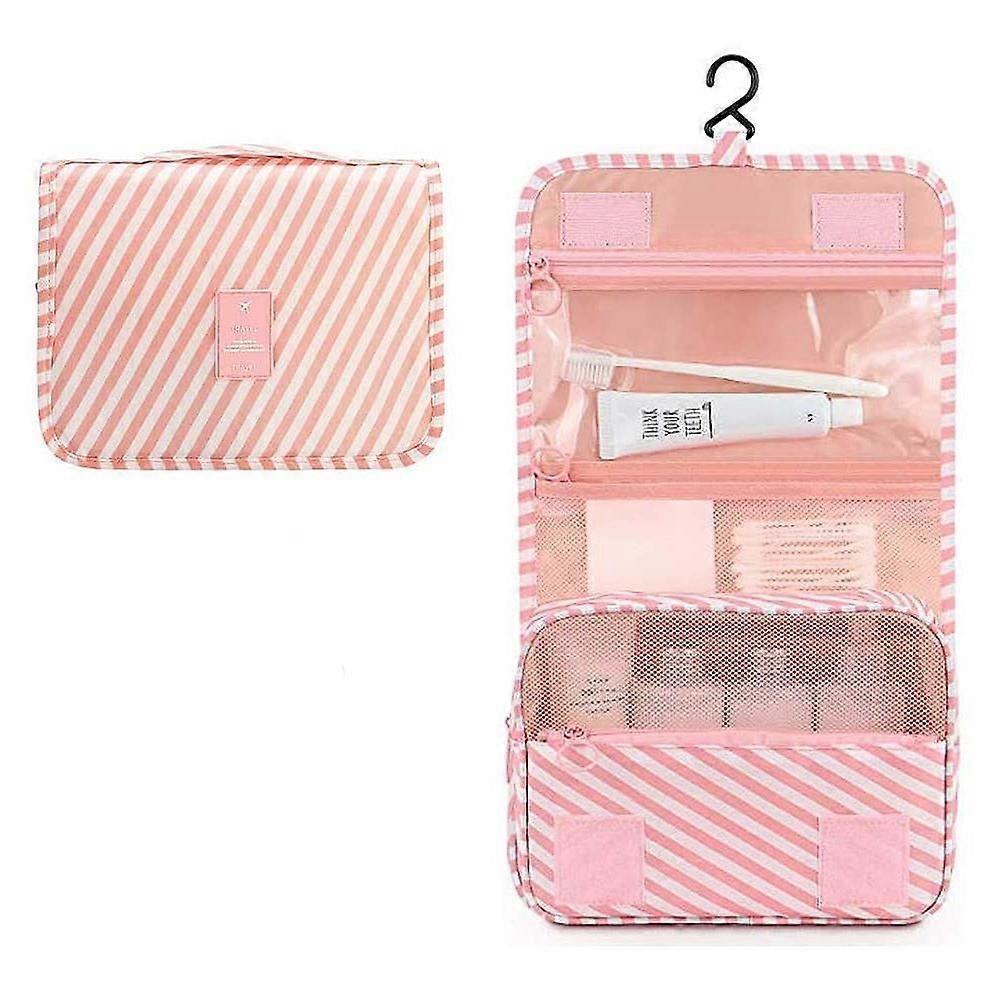 Waterproof Foldable Women's Toiletry Bag, Portable Multi-Function Toiletry Bag, Send A Cute Small Bag (Pink)