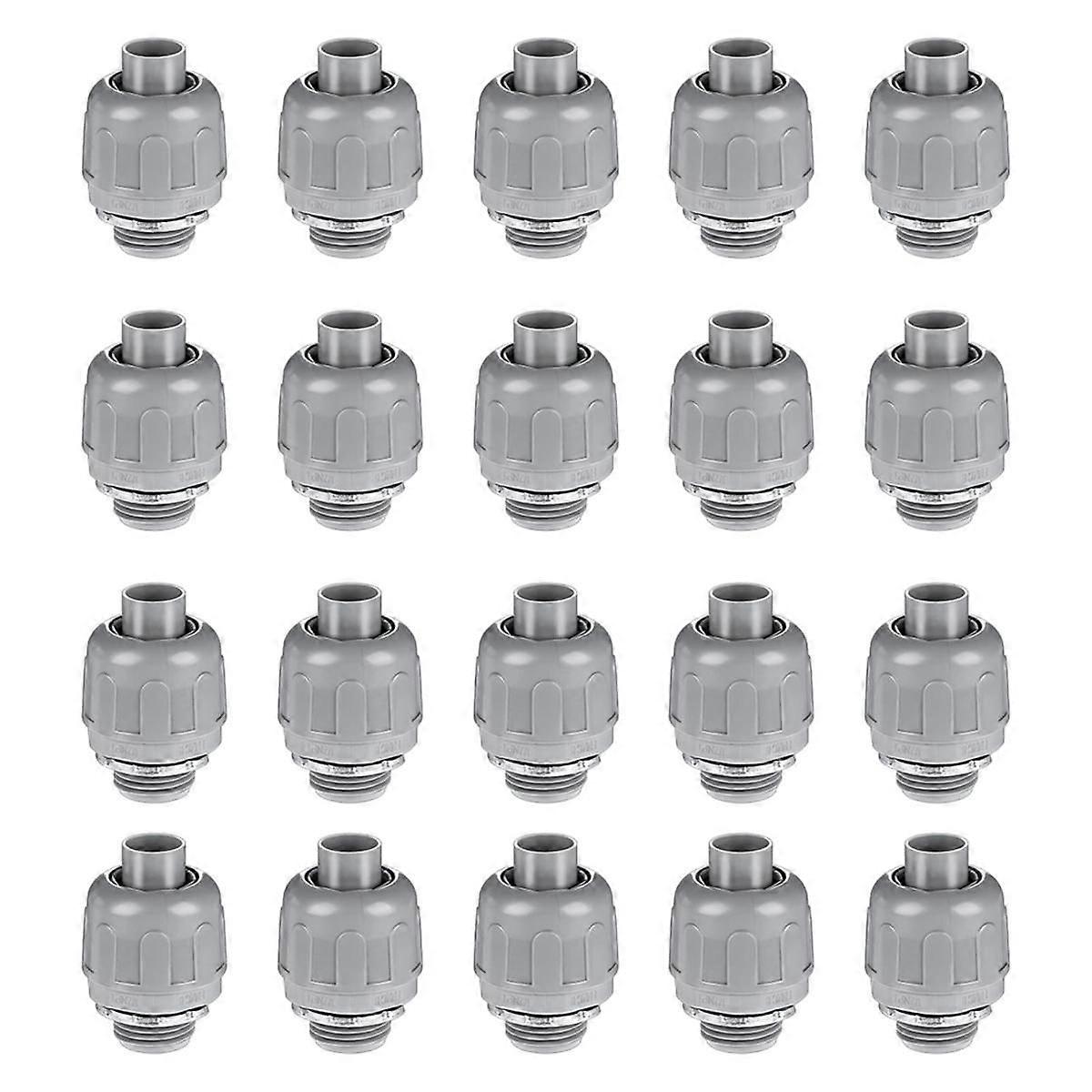 20 Pcs Conduit Connectors, 1/2 Inch Liquid Tight Connector NPT Non-Metallic for PVC Electrical Flex