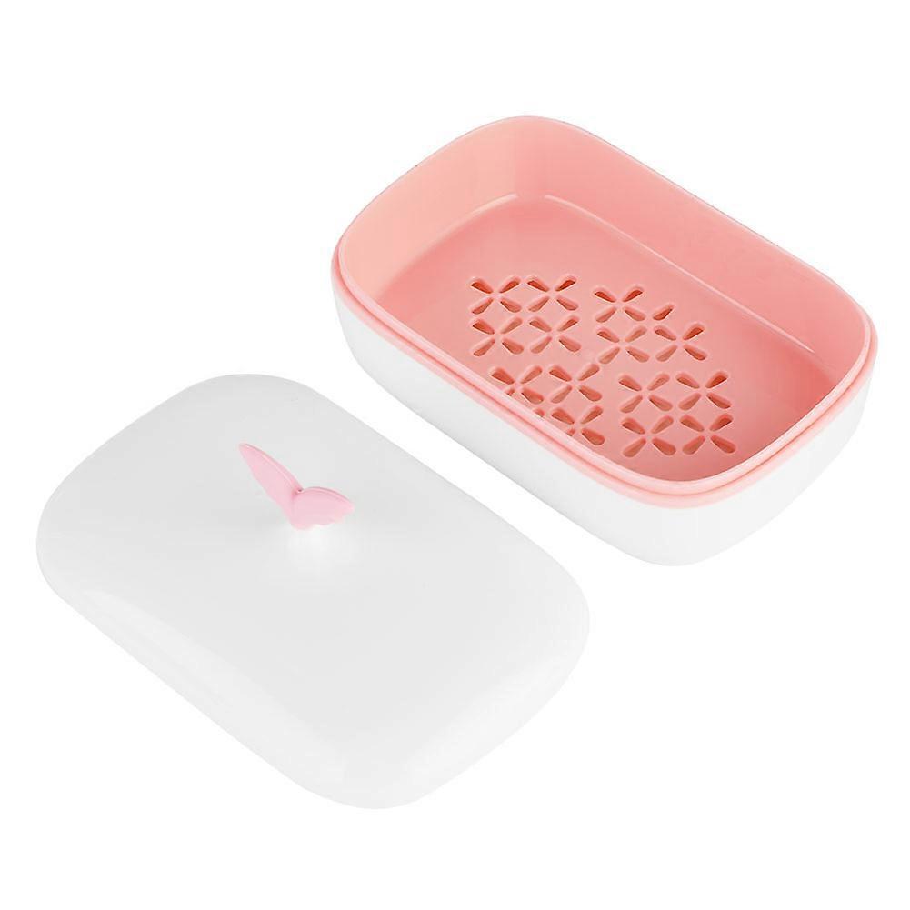 Cute Double Layer Soap Holder Box Dish Bathroom Household Organizer Two-Tier Design Compact Size Counter Organizer