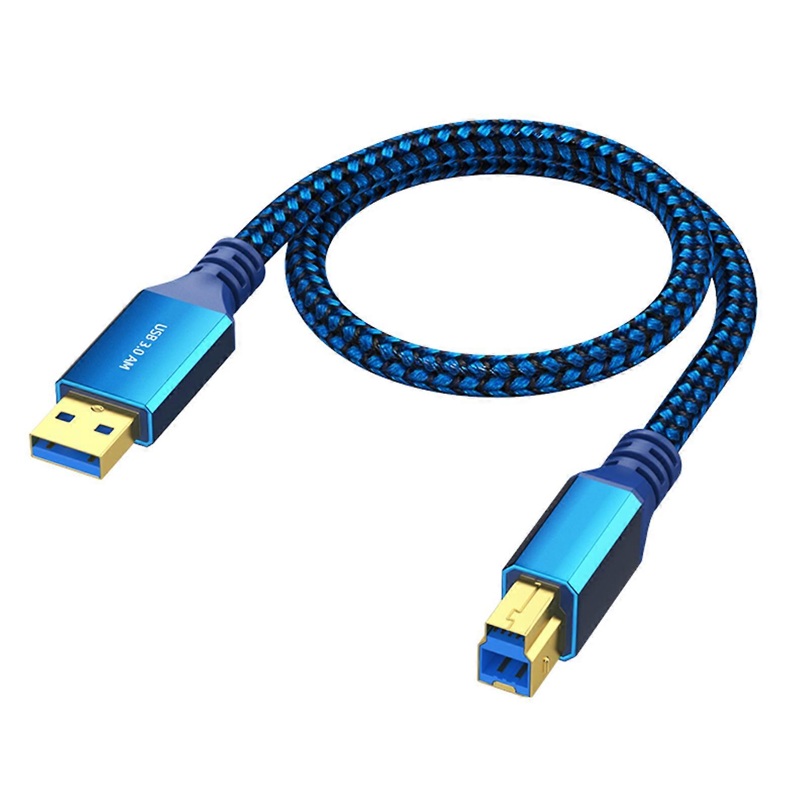 Fast Speed USB3.0 to USB B Charging Cable 5Gbps for Printer, Scanner, Music Devices Braided Line Aluminum Connectors