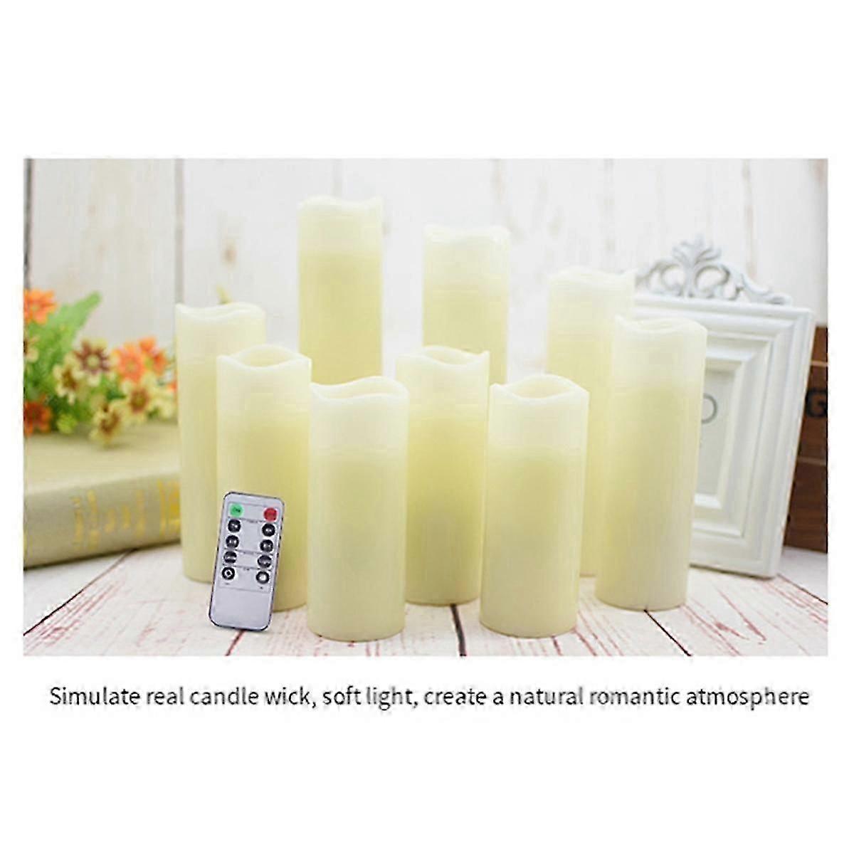 Flameless Candles with Remote, LED Candles with 10-Key Remotes Candles for Waterproof Outdoor Plast js